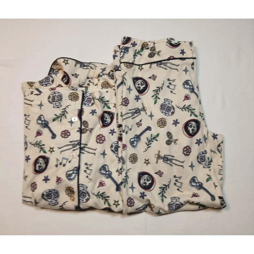 Disney Pixar Coco Kids Pajamas Sleep Set Mixed Size 9/10 Top 7/8 Pants Cream